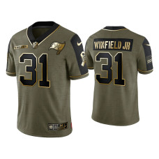 Men Tampa Bay Buccaneers #31 Antoine Winfield Jr. Olive Gold 2021 Salute To Service Limited Jersey