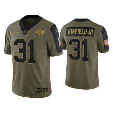 Men Tampa Bay Buccaneers #31 Antoine Winfield Jr. Olive 2021 Salute To Service Limited Jersey