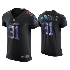 Men Tampa Bay Buccaneers #31 Antoine Winfield Jr. Black Golden Edition Holographic Jersey