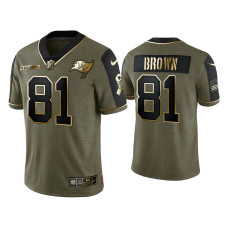 Men Tampa Bay Buccaneers #81 Antonio Brown Olive Gold 2021 Salute To Service Limited Jersey