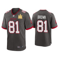 Men Tampa Bay Buccaneers #81 Antonio Brown Super Bowl LV Champions Pewter Game Jersey