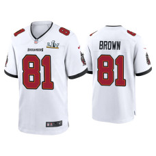 Men Tampa Bay Buccaneers #81 Antonio Brown Super Bowl LV White Game Jersey