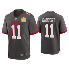 Men Tampa Bay Buccaneers #11 Blaine Gabbert Super Bowl LV Champions Pewter Game Jersey