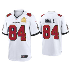 Men Tampa Bay Buccaneers #84 Cameron Brate Super Bowl LV Champions White Game Jersey