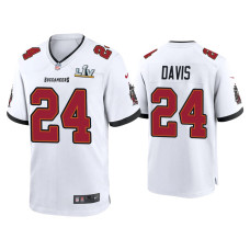 Men Tampa Bay Buccaneers #24 Carlton Davis Super Bowl LV White Game Jersey