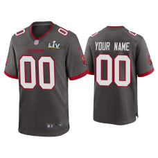 Men Tampa Bay Buccaneers #0 Custom Super Bowl LV Pewter Game Jersey