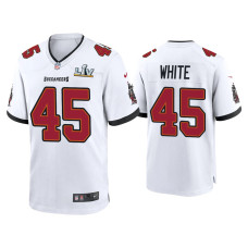 Men Tampa Bay Buccaneers #45 Devin White Super Bowl LV White Game Jersey