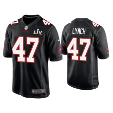 Men Tampa Bay Buccaneers #47 John Lynch Super Bowl LV Black Game Fashion Jersey