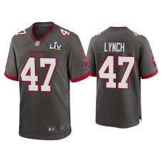 Men Tampa Bay Buccaneers #47 John Lynch Super Bowl LV Pewter Game Jersey