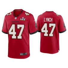 Men Tampa Bay Buccaneers #47 John Lynch Super Bowl LV Red Game Jersey