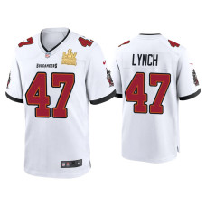 Men Tampa Bay Buccaneers #47 John Lynch Super Bowl LV Champions White Game Jersey