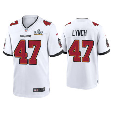 Men Tampa Bay Buccaneers #47 John Lynch Super Bowl LV White Game Jersey