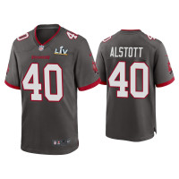 Men Tampa Bay Buccaneers #40 Mike Alstott Super Bowl LV Pewter Game Jersey