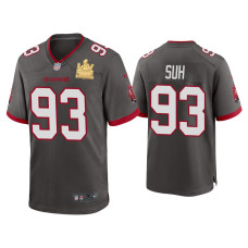 Men Tampa Bay Buccaneers #93 Ndamukong Suh Super Bowl LV Champions Pewter Game Jersey