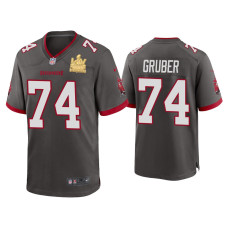 Men Tampa Bay Buccaneers #74 Paul Gruber Super Bowl LV Champions Pewter Game Jersey