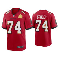 Men Tampa Bay Buccaneers #74 Paul Gruber Super Bowl LV Champions Red Game Jersey