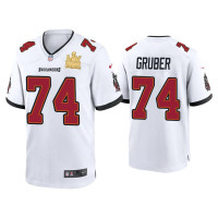 Men Tampa Bay Buccaneers #74 Paul Gruber Super Bowl LV Champions White Game Jersey