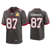 Men Tampa Bay Buccaneers #87 Rob Gronkowski Super Bowl LV Champions Pewter Game Jersey