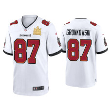 Men Tampa Bay Buccaneers #87 Rob Gronkowski Super Bowl LV Champions White Game Jersey