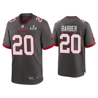 Men Tampa Bay Buccaneers #20 Ronde Barber Super Bowl LV Pewter Game Jersey