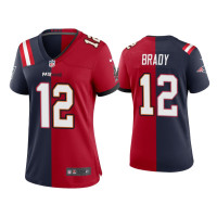 Women Tampa Bay Buccaneers #12 Tom Brady Navy Red Split Jersey