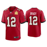 Men Tampa Bay Buccaneers #12 Tom Brady GOAT Super Bowl LV Champions Red Game Jersey