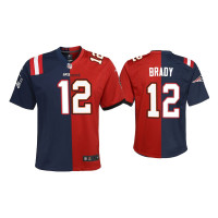 Youth Tampa Bay Buccaneers #12 Tom Brady Navy Red Split Game Jersey