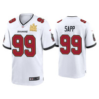 Men Tampa Bay Buccaneers #99 Warren Sapp Super Bowl LV Champions White Game Jersey