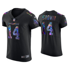 Men Tampa Bay Buccaneers #14 Chris Godwin Black Golden Edition Holographic Jersey