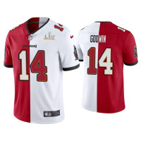 Men Tampa Bay Buccaneers #14 Chris Godwin Red White Super Bowl LV Split Jersey