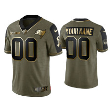 Men Tampa Bay Buccaneers #0 Custom Olive Gold 2021 Salute To Service Limited Jersey