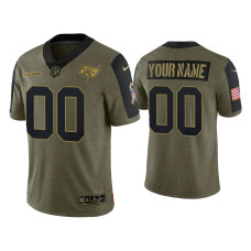 Men Tampa Bay Buccaneers #0 Custom Olive 2021 Salute To Service Limited Jersey