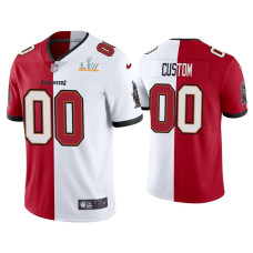 Men Tampa Bay Buccaneers #0 Custom Red White Super Bowl LV Split Jersey