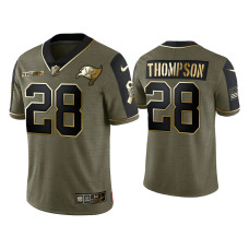 Men Tampa Bay Buccaneers #28 Darwin Thompson Olive Gold 2021 Salute To Service Limited Jersey