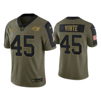 Men Tampa Bay Buccaneers #45 Devin White Olive 2021 Salute To Service Limited Jersey