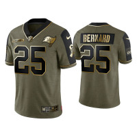 Men Tampa Bay Buccaneers #25 Giovani Bernard Olive Gold 2021 Salute To Service Limited Jersey