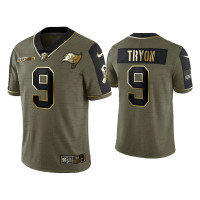 Men Tampa Bay Buccaneers #9 Joe Tryon Olive Gold 2021 Salute To Service Limited Jersey