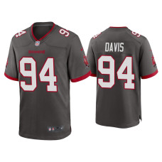 Men Tampa Bay Buccaneers #94 Khalil Davis Pewter Alternate Game Jersey