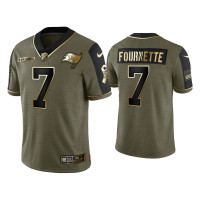 Men Tampa Bay Buccaneers #7 Leonard Fournette Olive Gold 2021 Salute To Service Limited Jersey