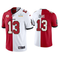 Men Tampa Bay Buccaneers #13 Mike Evans Red White Super Bowl LV Split Jersey