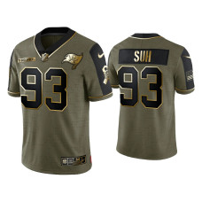 Men Tampa Bay Buccaneers #93 Ndamukong Suh Olive Gold 2021 Salute To Service Limited Jersey