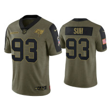 Men Tampa Bay Buccaneers #93 Ndamukong Suh Olive 2021 Salute To Service Limited Jersey