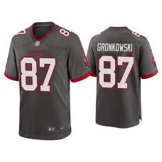 Men Tampa Bay Buccaneers #87 Rob Gronkowski Pewter Alternate Game Jersey