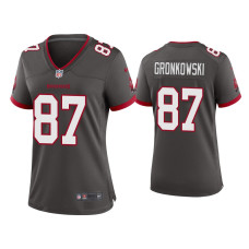 Women Tampa Bay Buccaneers #87 Rob Gronkowski Pewter Alternate Game Jersey