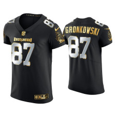 Men Tampa Bay Buccaneers #87 Rob Gronkowski Black Golden Edition Elite Jersey