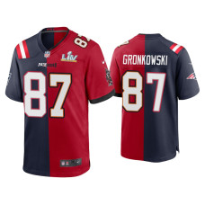 Men Tampa Bay Buccaneers #87 Rob Gronkowski Navy Red Super Bowl LV Split Game Jersey