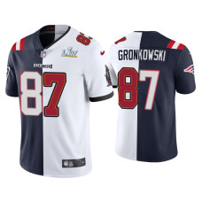 Men Tampa Bay Buccaneers #87 Rob Gronkowski White Navy Super Bowl LV Split Vapor Limited Jersey