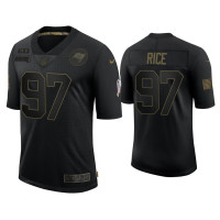 Men Tampa Bay Buccaneers #97 Simeon Rice Black 2020 Salute to Service Retired Jersey