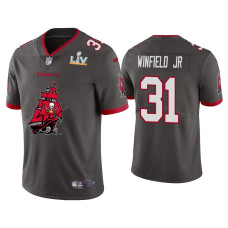 Men Tampa Bay Buccaneers #31 Antoine Winfield Jr. Super Bowl LV Champions Pewter Team Logo Jersey