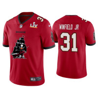 Men Tampa Bay Buccaneers #31 Antoine Winfield Jr. Super Bowl LV Champions Red Team Logo Jersey